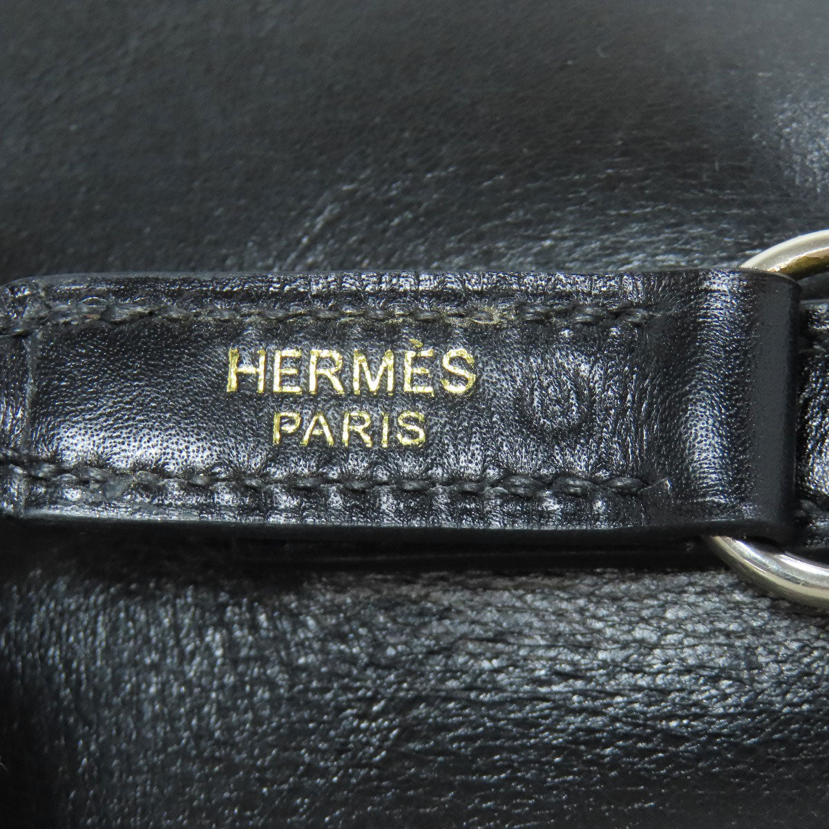 HERMES Shoulder Bag Calfskin black Trim 31 Gold Metal Women Used