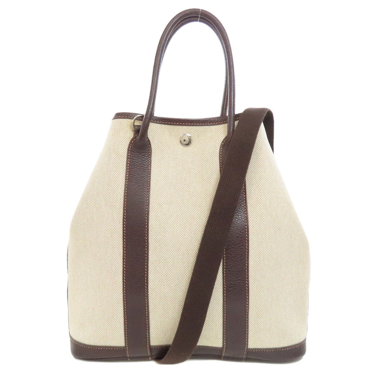 HERMES Handbag Tower ash Brown Garden File SilverMetal Women Used