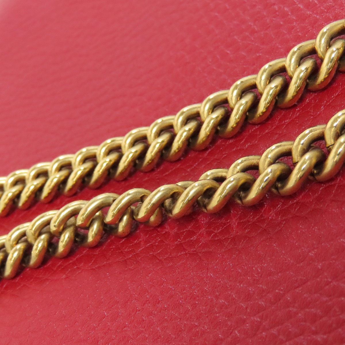 GUCCI Long Wallet Purse 401232 leather Red GG Marmont Chain Wallet Women Used