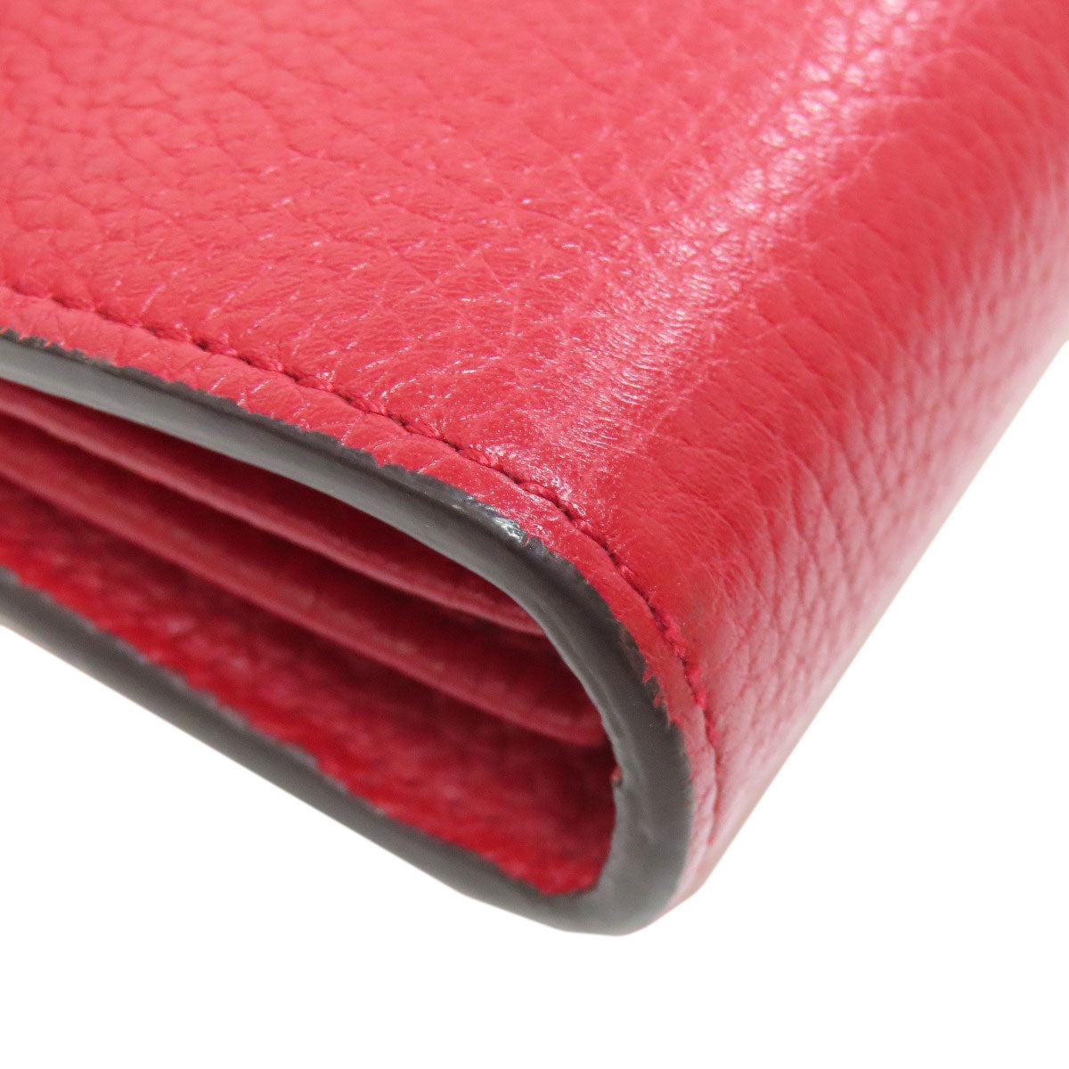 GUCCI Long Wallet Purse 401232 leather Red GG Marmont Chain Wallet Women Used