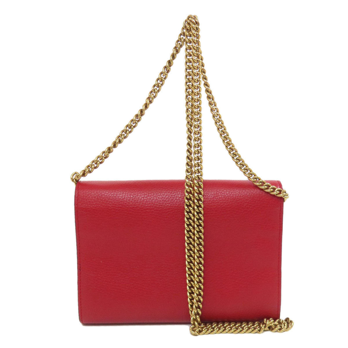 GUCCI Long Wallet Purse 401232 leather Red GG Marmont Chain Wallet Women Used