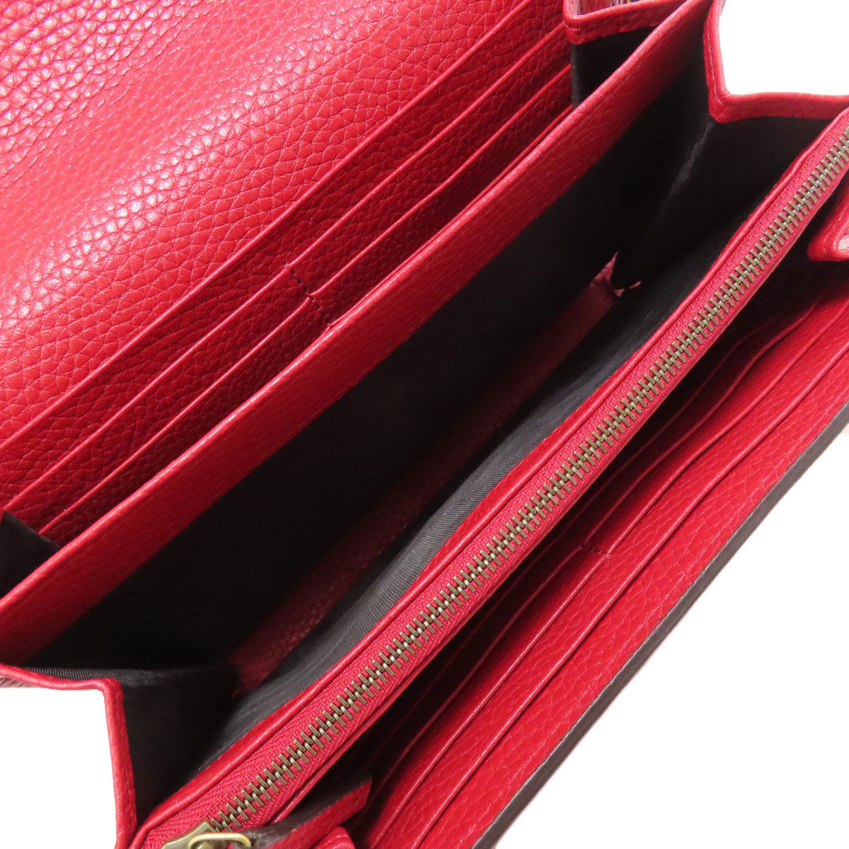 GUCCI Long Wallet Purse 401232 leather Red GG Marmont Chain Wallet Women Used
