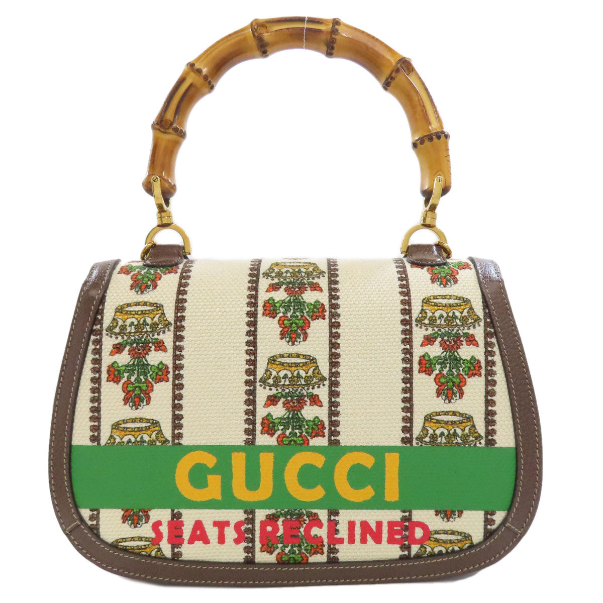 GUCCI Handbag 681173 canvas Brown Bamboo bag 100th anniversary model Women Used