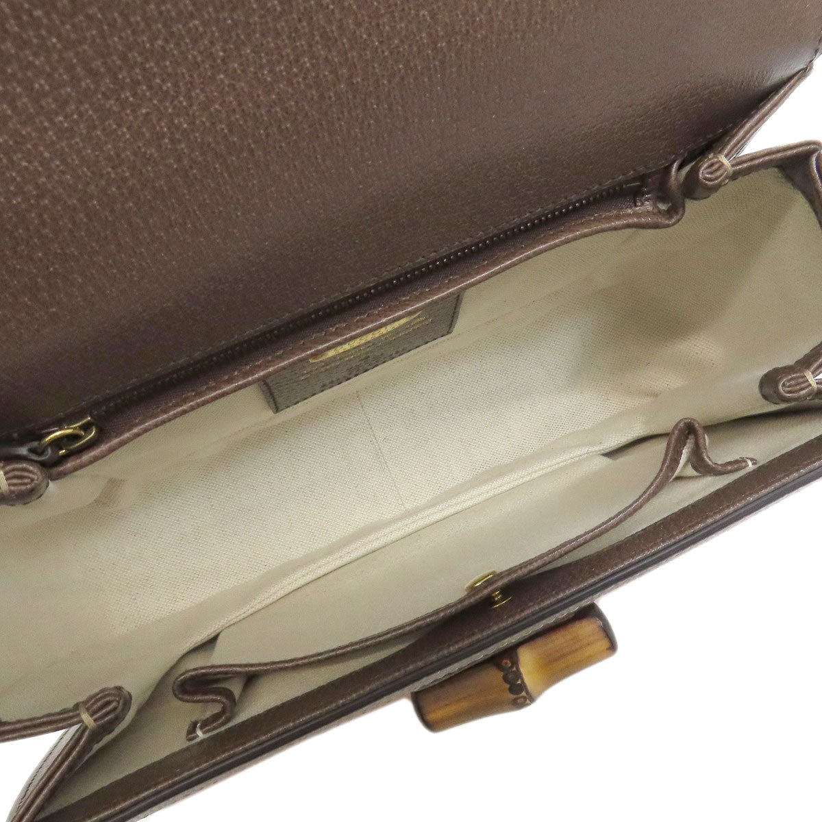 GUCCI Handbag 681173 canvas Brown Bamboo bag 100th anniversary model Women Used