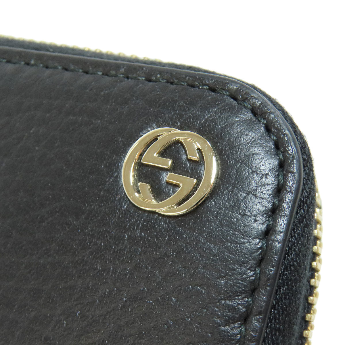 GUCCI Long Wallet Purse 449347 leather black Interlocking G Women Used