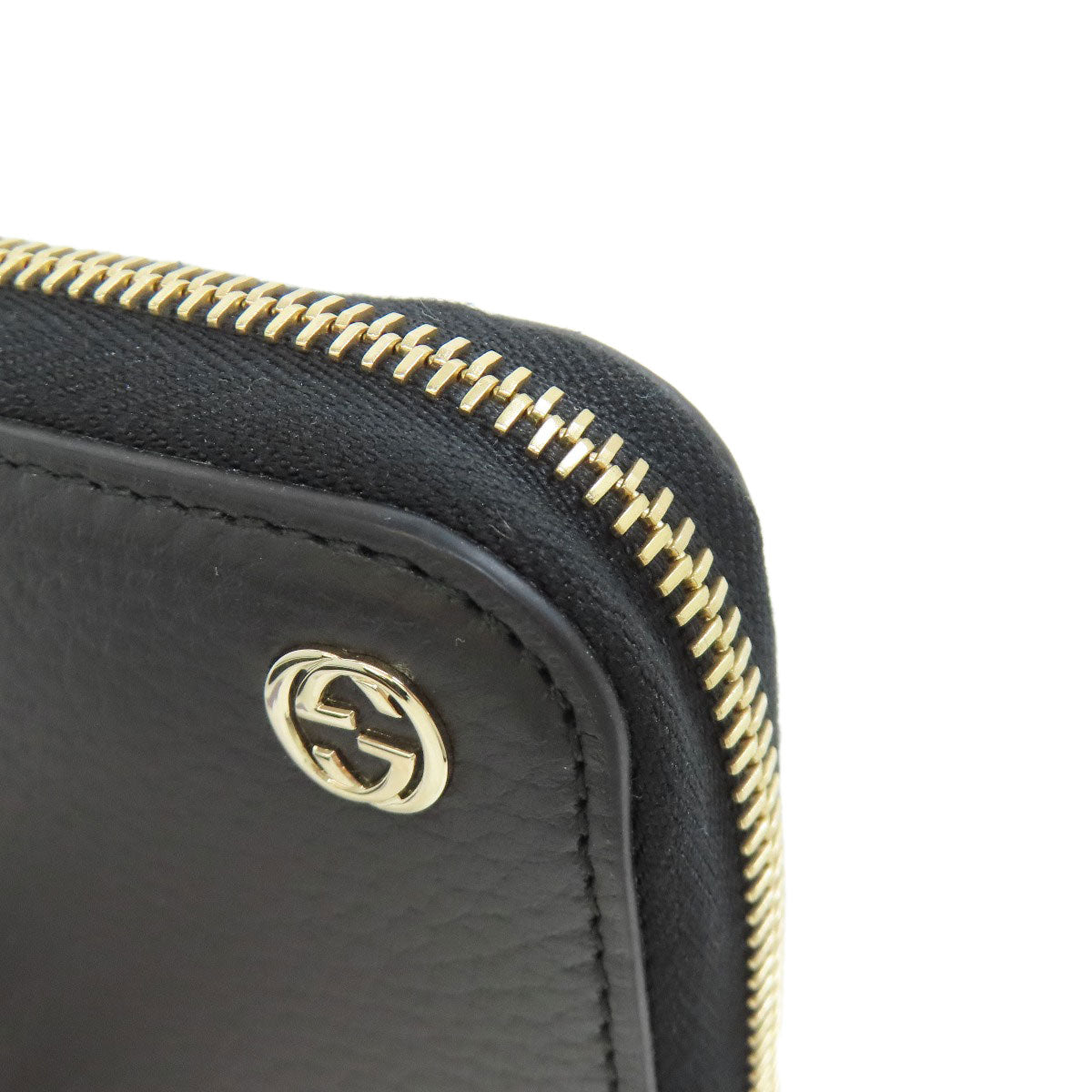 GUCCI Long Wallet Purse 449347 leather black Interlocking G Women Used