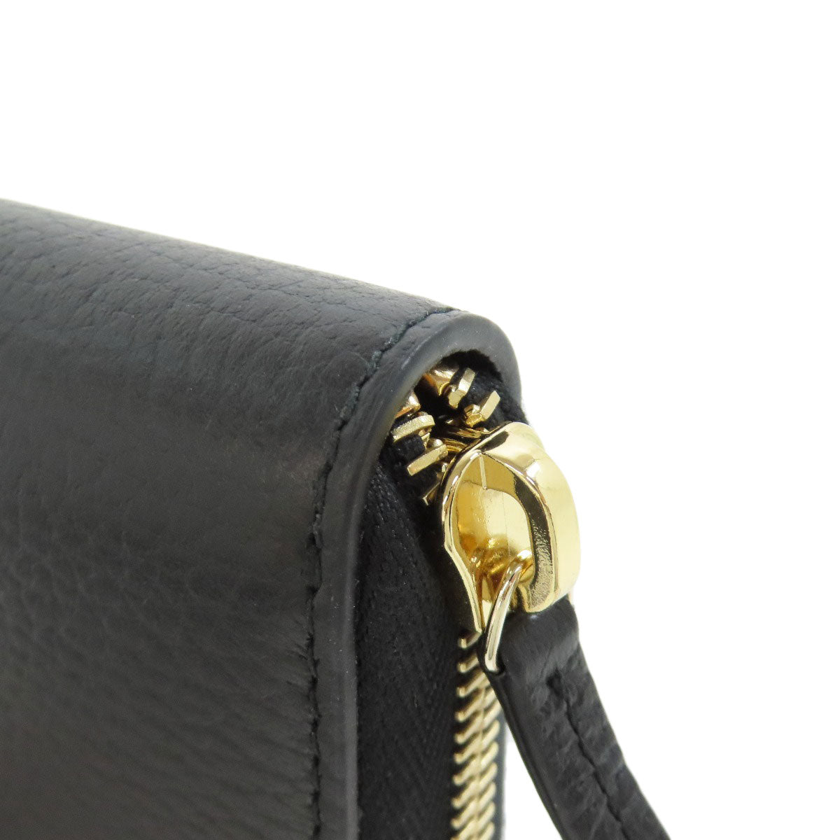 GUCCI Long Wallet Purse 449347 leather black Interlocking G Women Used