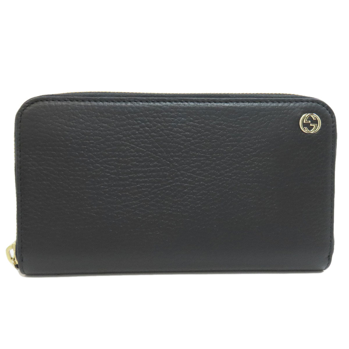 GUCCI Long Wallet Purse 449347 leather black Interlocking G Women Used