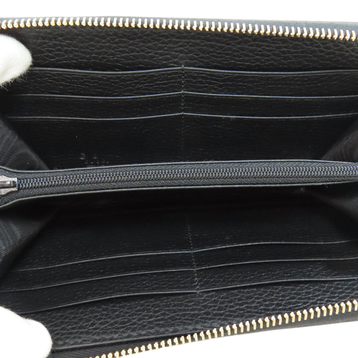 GUCCI Long Wallet Purse 449347 leather black Interlocking G Women Used