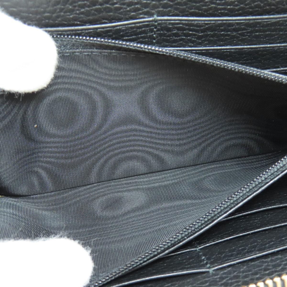 GUCCI Long Wallet Purse 449347 leather black Interlocking G Women Used
