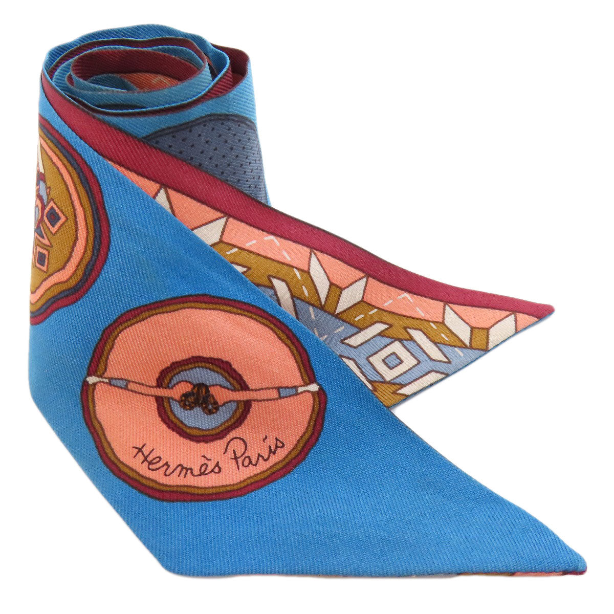 HERMES scarf silk blue Twilly