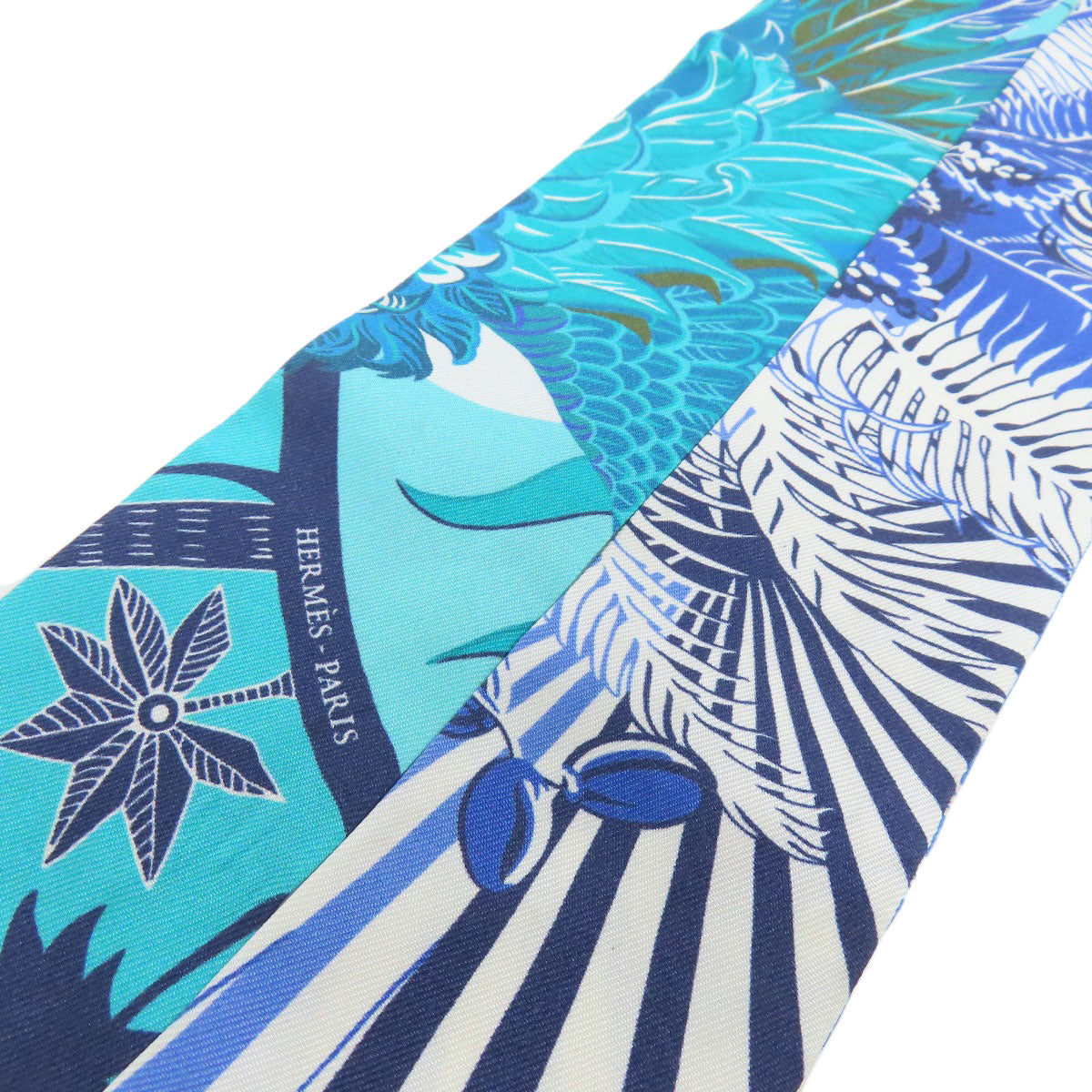 HERMES scarf silk blue Twilly Women Used