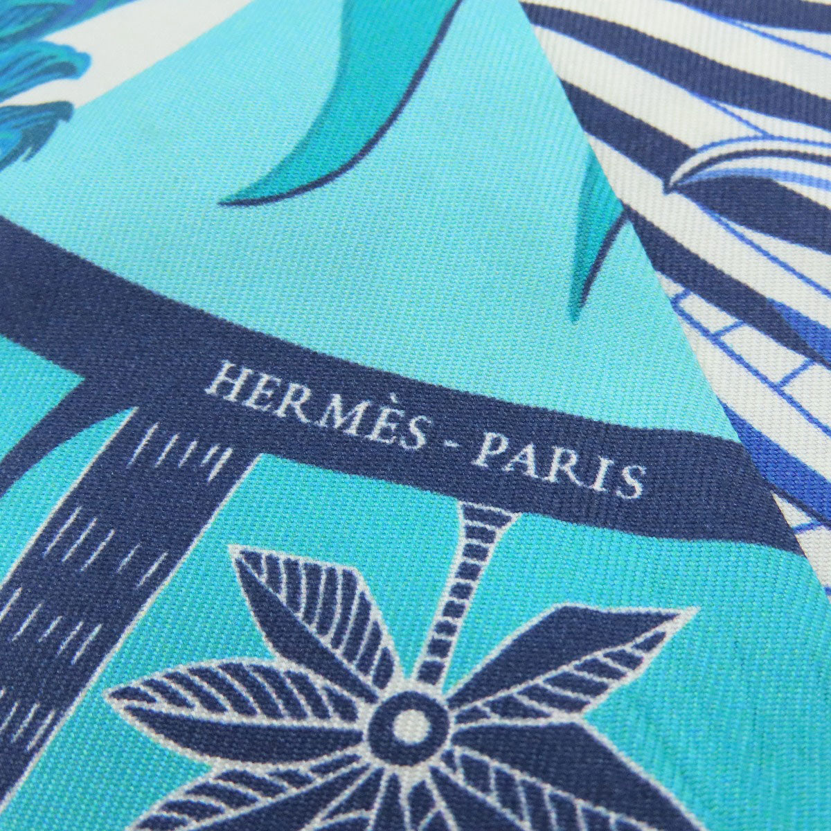 HERMES scarf silk blue Twilly Women Used