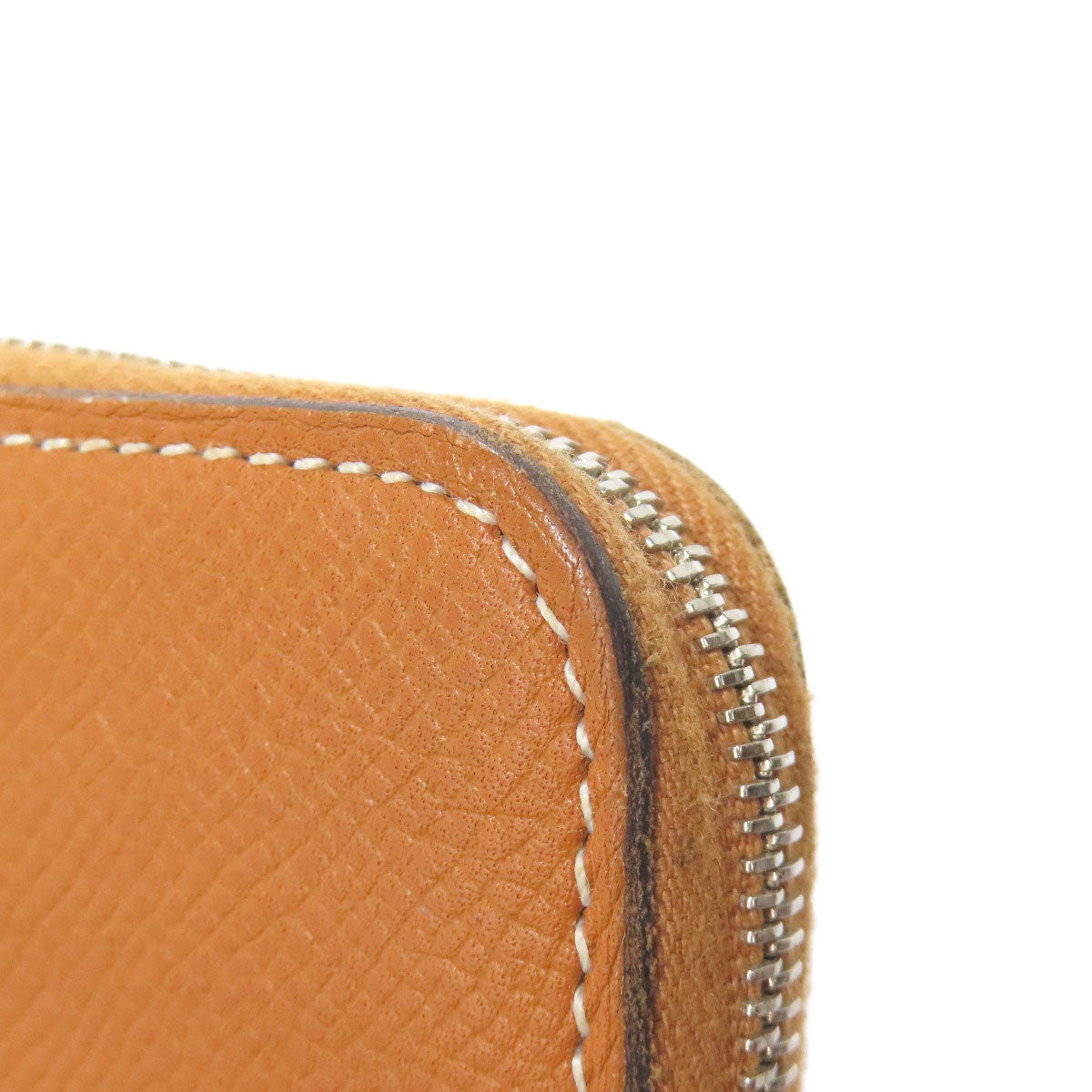 HERMES Long Wallet Purse Epsom Brown Azap Silk In Long Silver Metal