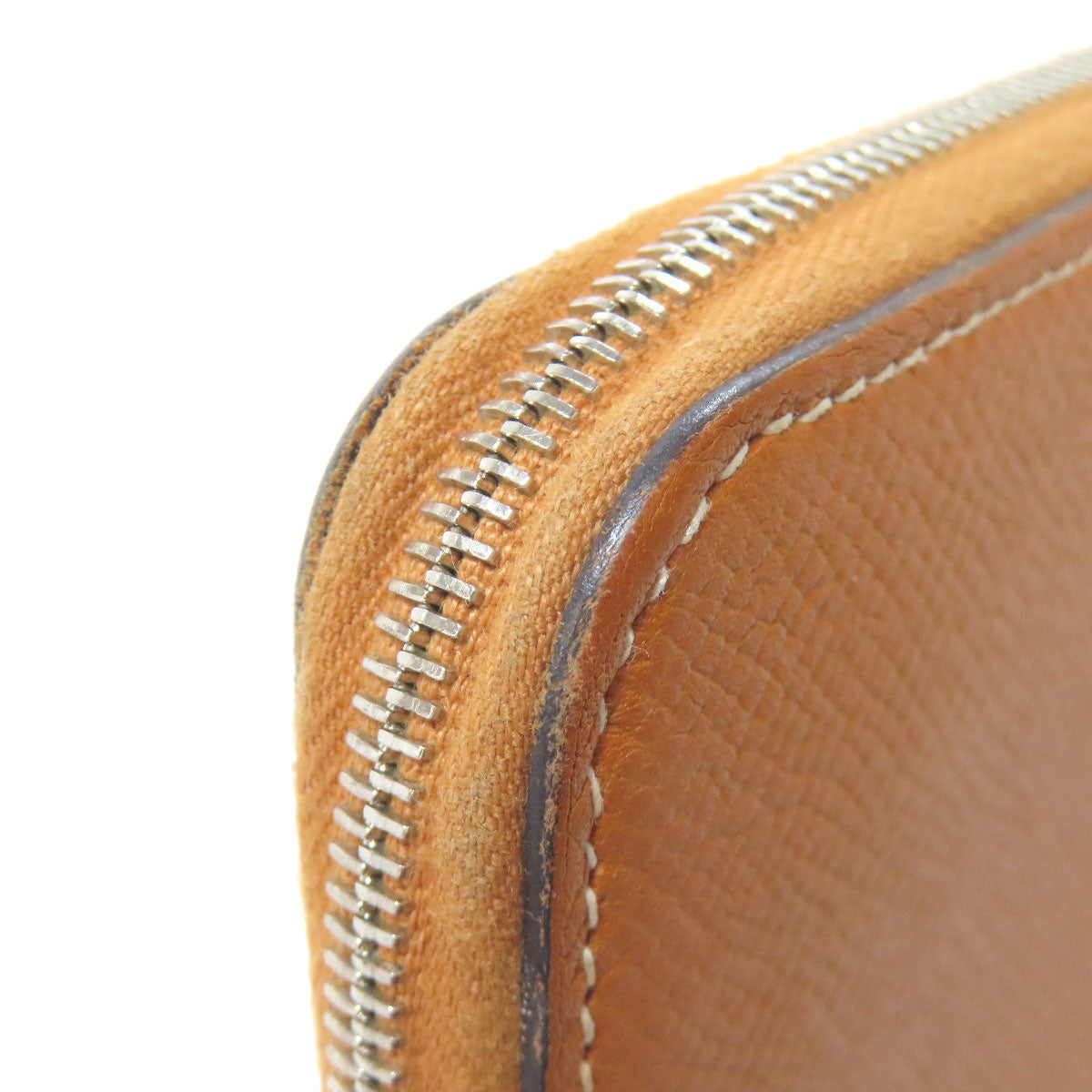 HERMES Long Wallet Purse Epsom Brown Azap Silk In Long Silver Metal