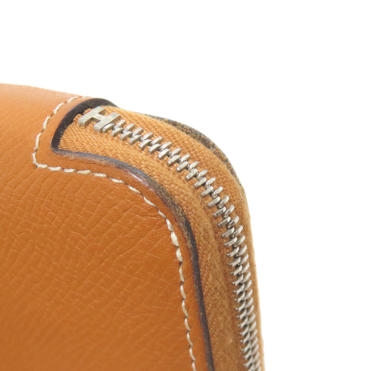 HERMES Long Wallet Purse Epsom Brown Azap Silk In Long Silver Metal