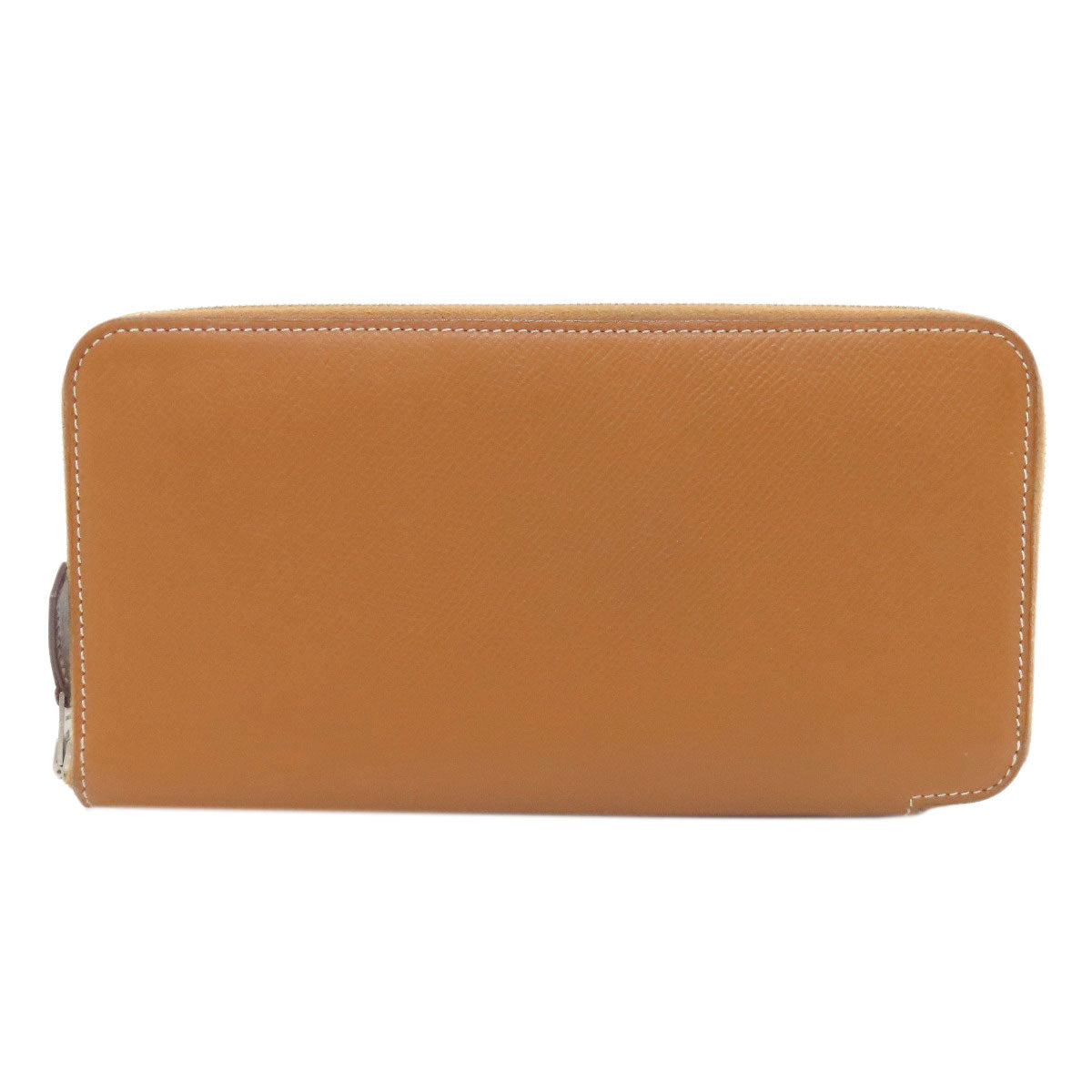 HERMES Long Wallet Purse Epsom Brown Azap Silk In Long Silver Metal