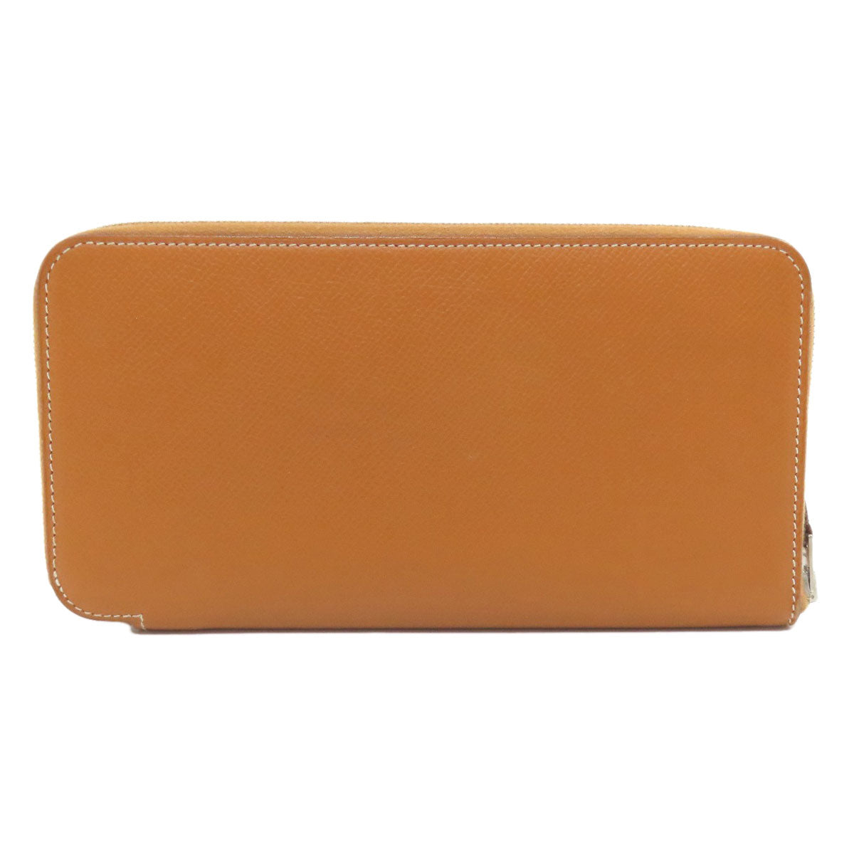 HERMES Long Wallet Purse Epsom Brown Azap Silk In Long Silver Metal