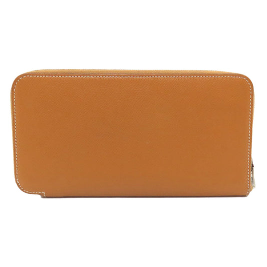 HERMES Long Wallet Purse Epsom Brown Azap Silk In Long Silver Metal
