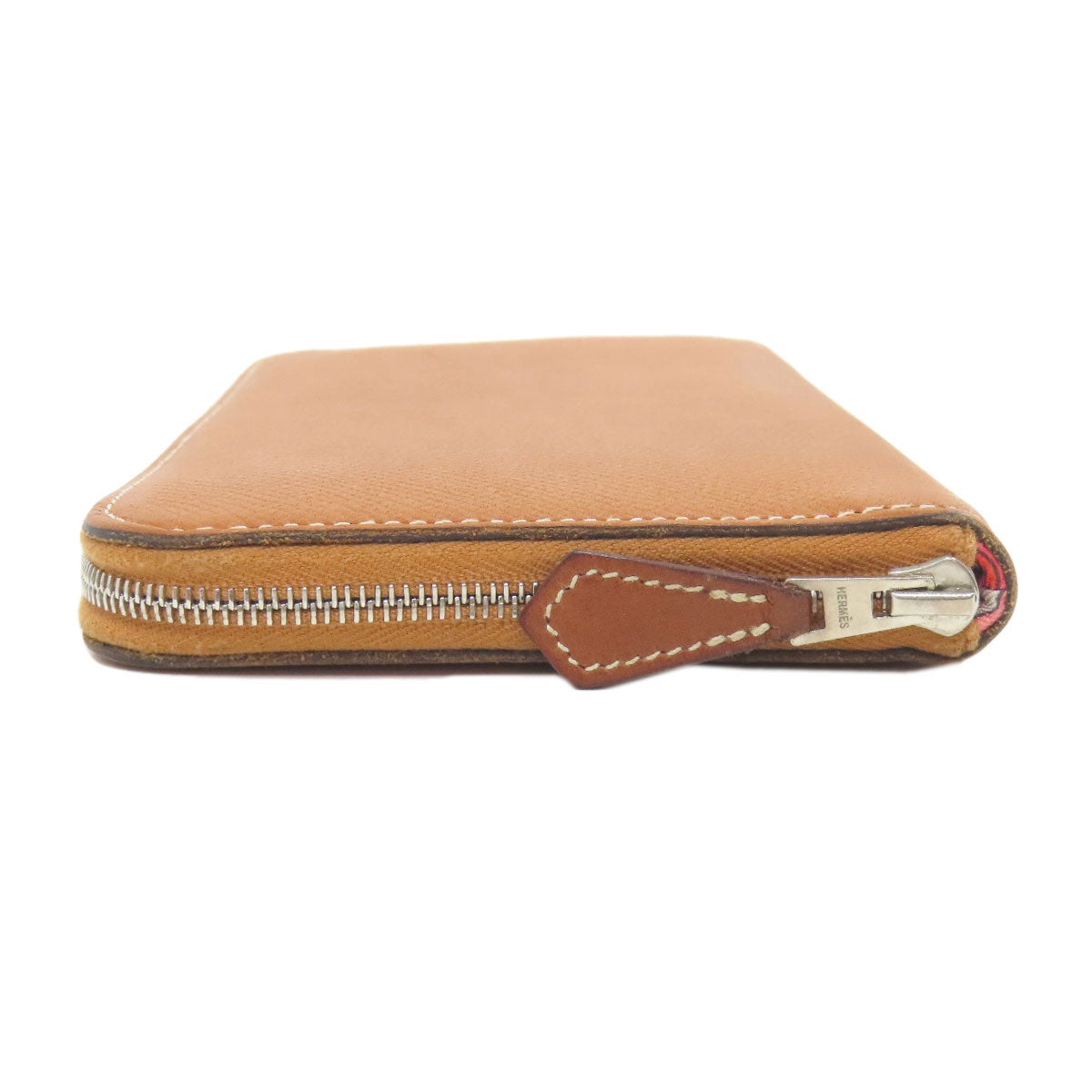 HERMES Long Wallet Purse Epsom Brown Azap Silk In Long Silver Metal