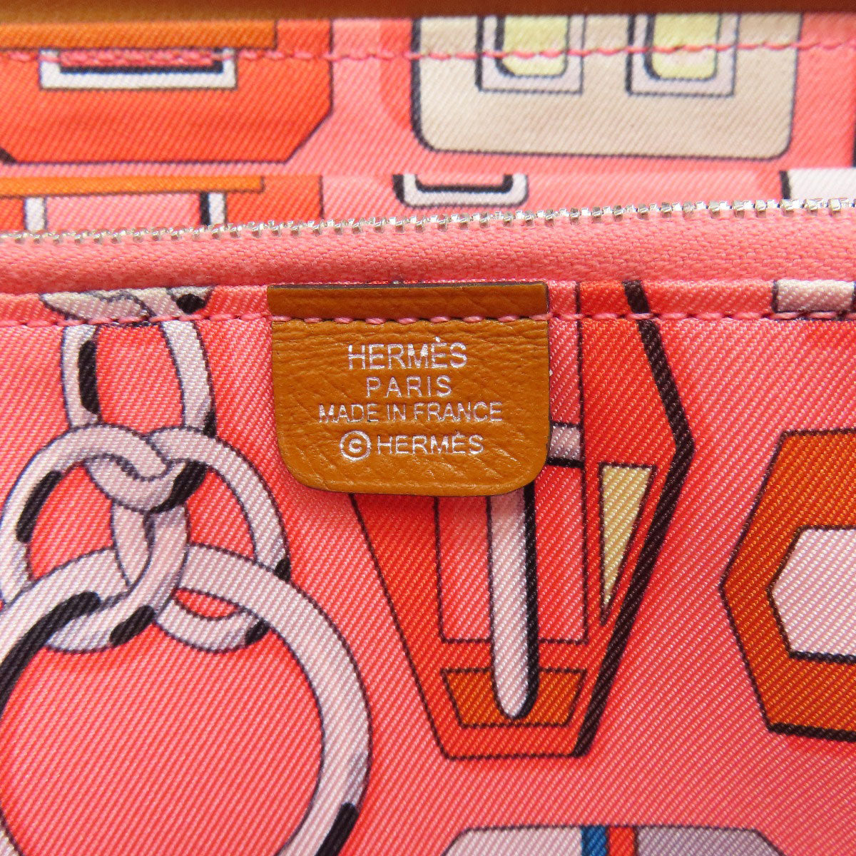 HERMES Long Wallet Purse Epsom Brown Azap Silk In Long Silver Metal