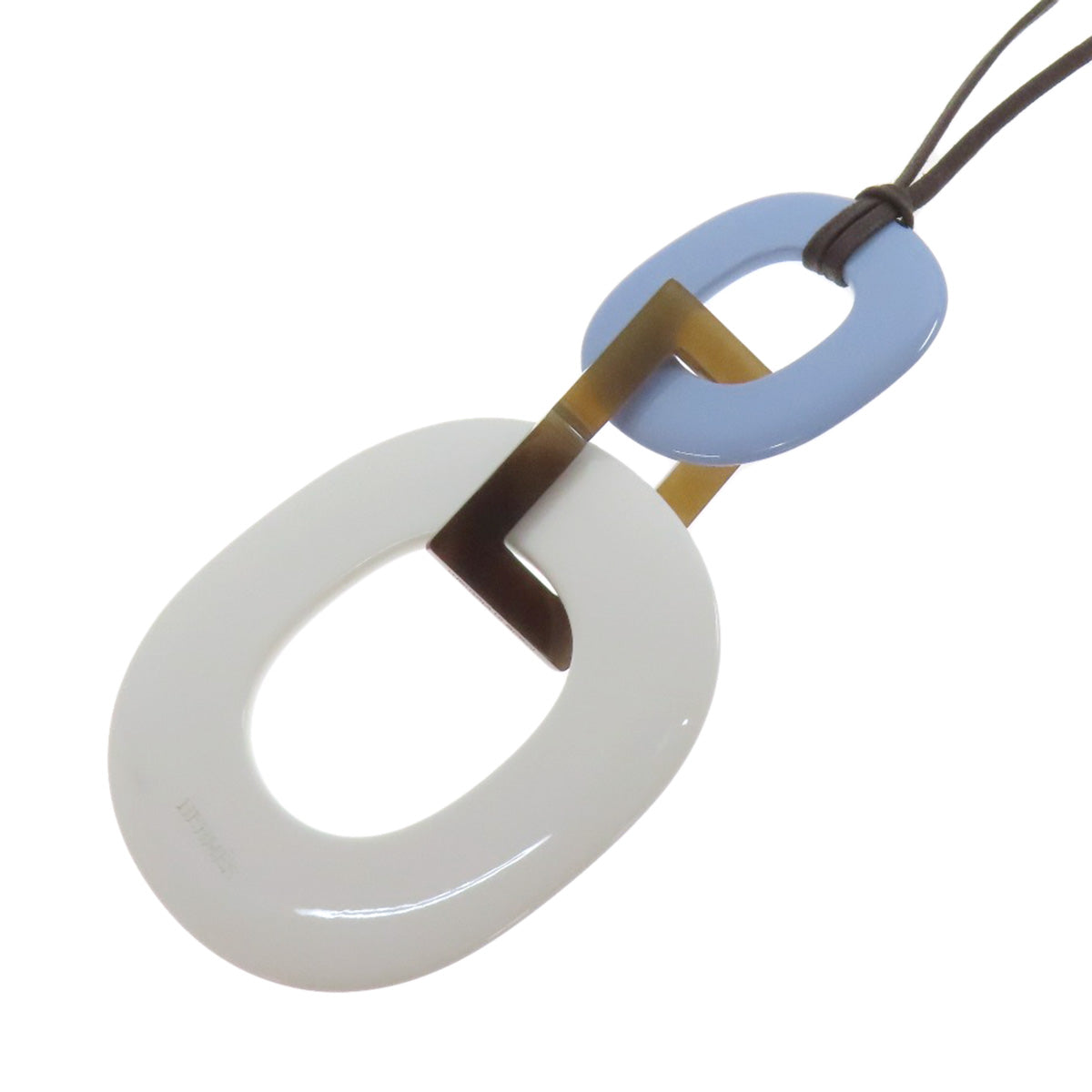HERMES Necklace Buffalo horn white Kara Women Used