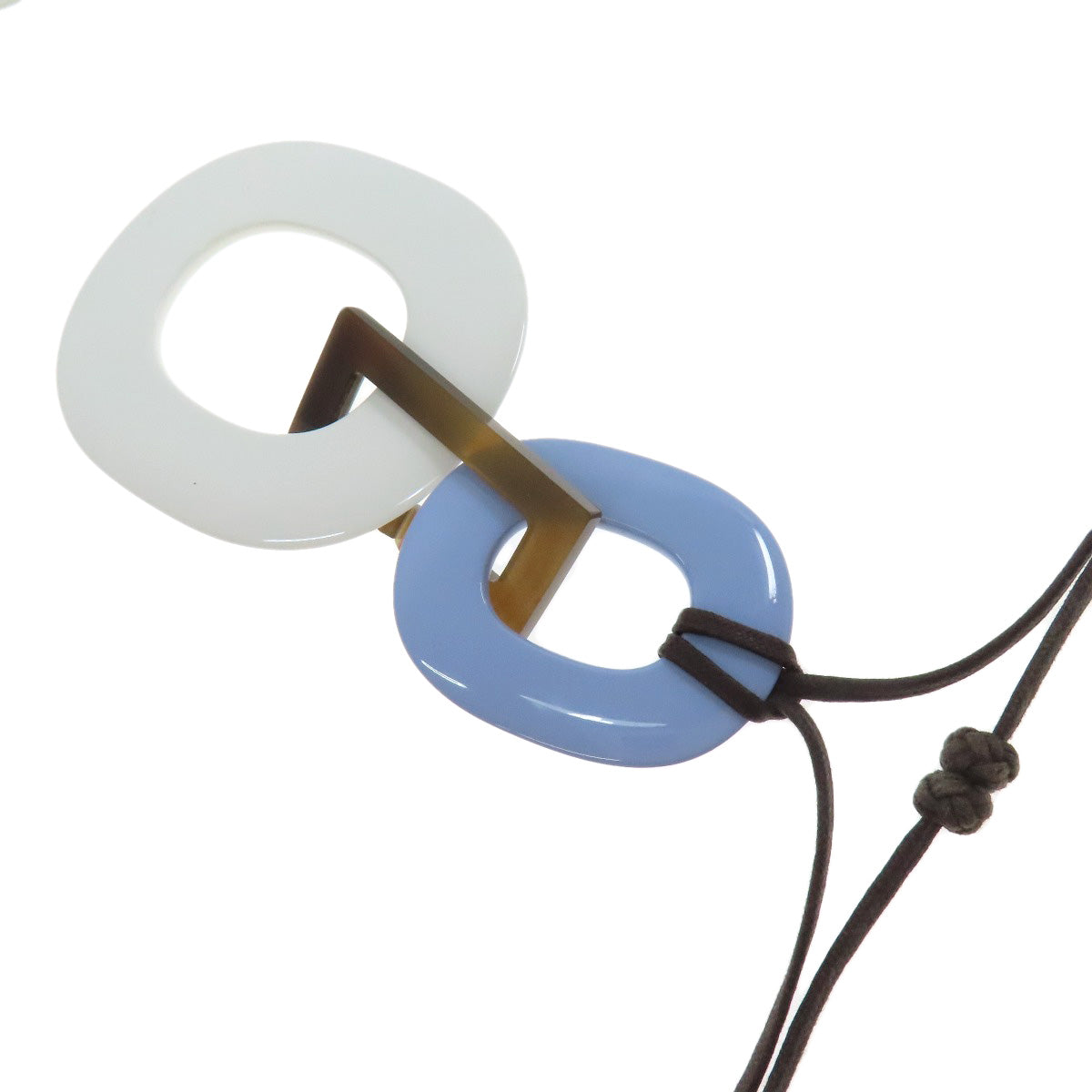 HERMES Necklace Buffalo horn white Kara Women Used