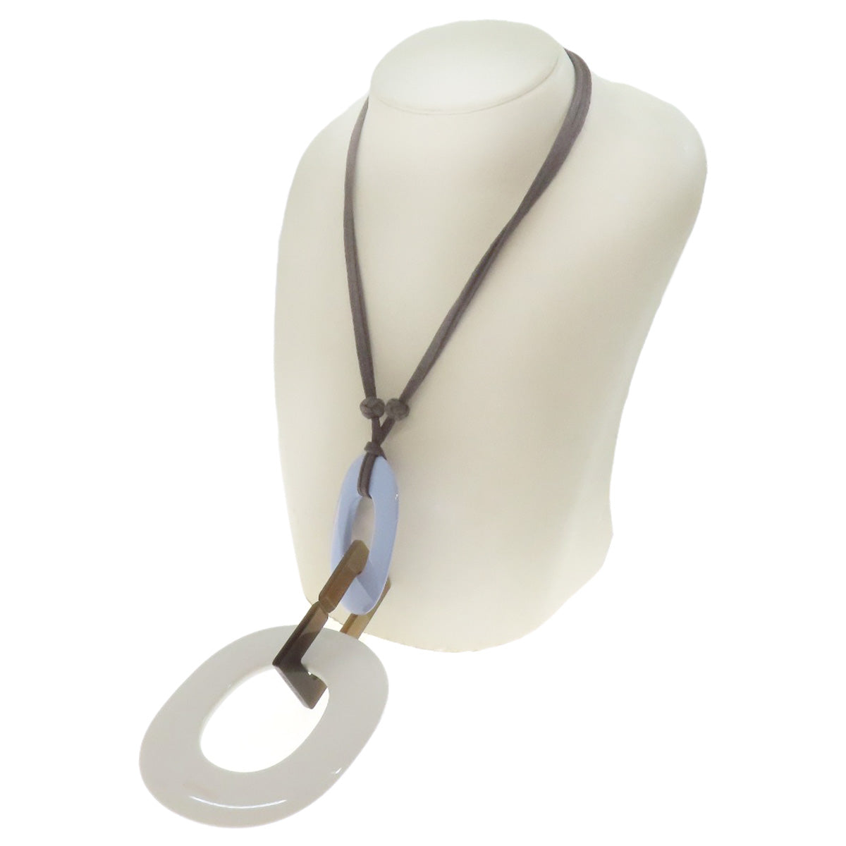 HERMES Necklace Buffalo horn white Kara Women Used