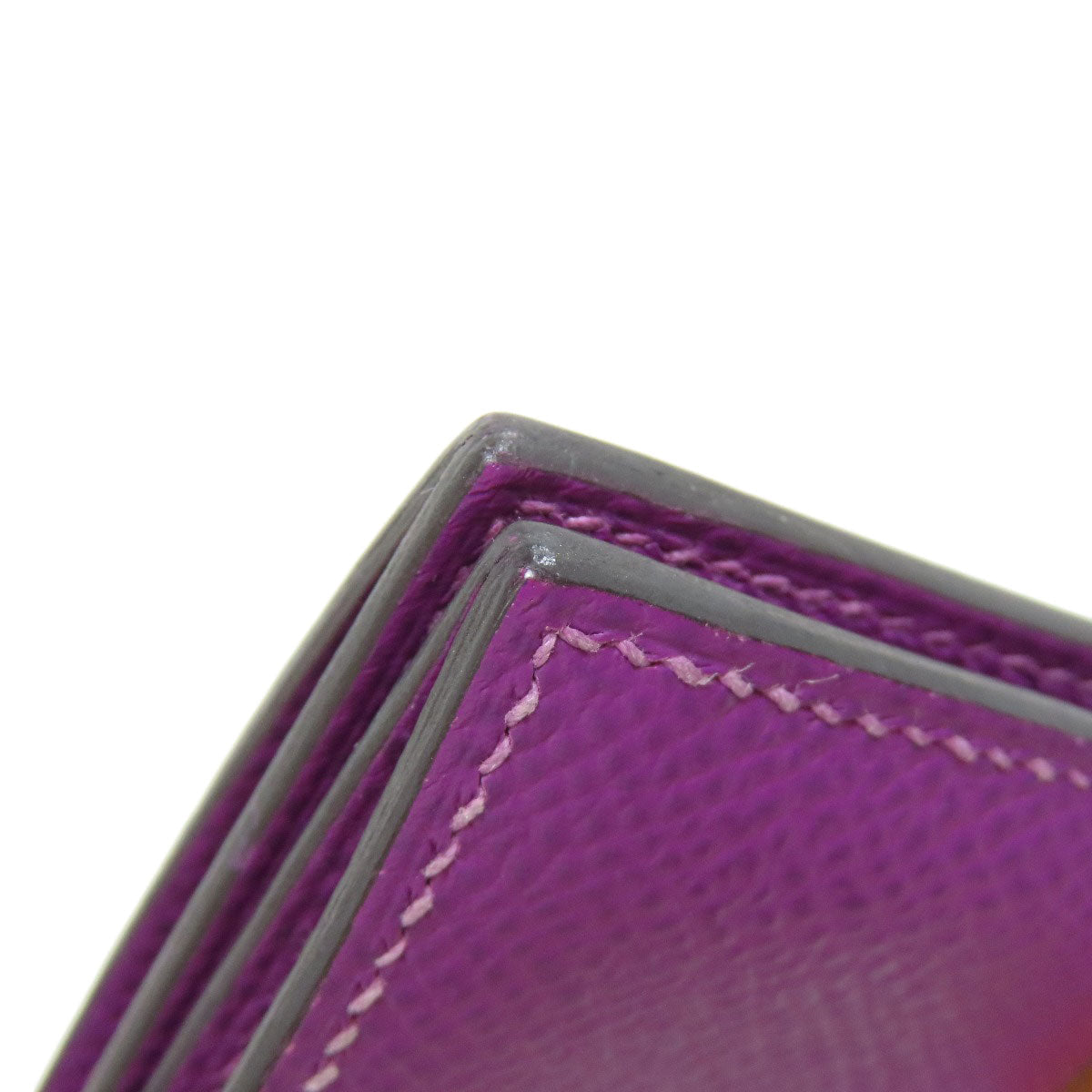HERMES Card Case Epsom purple Bearn Gold Metal