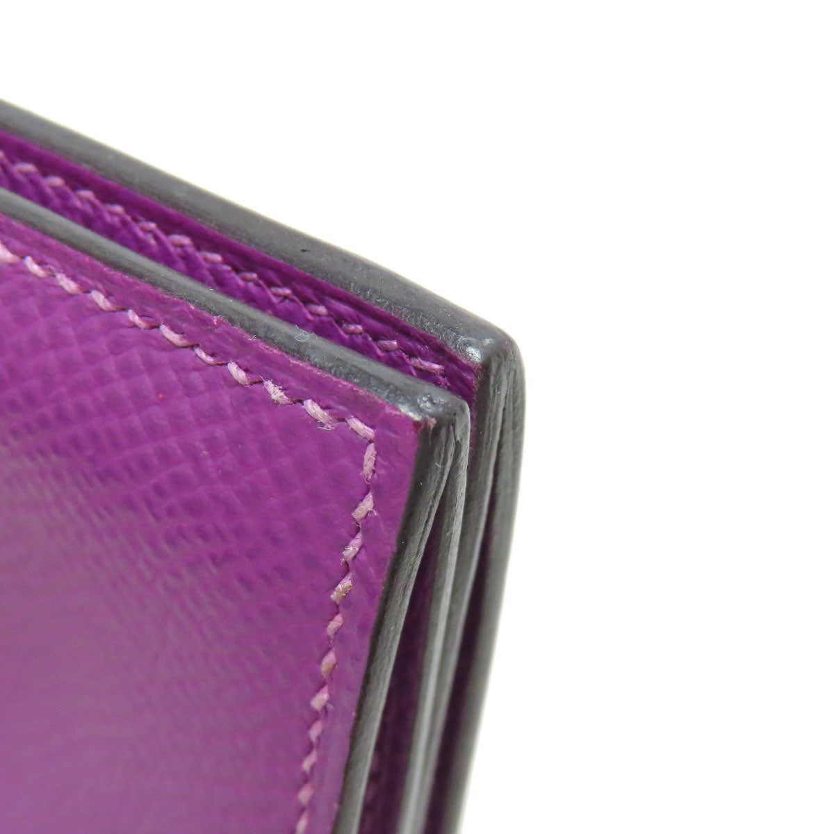 HERMES Card Case Epsom purple Bearn Gold Metal