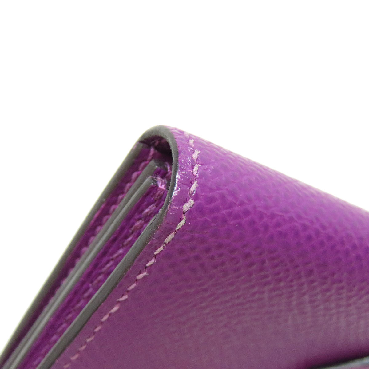 HERMES Card Case Epsom purple Bearn Gold Metal