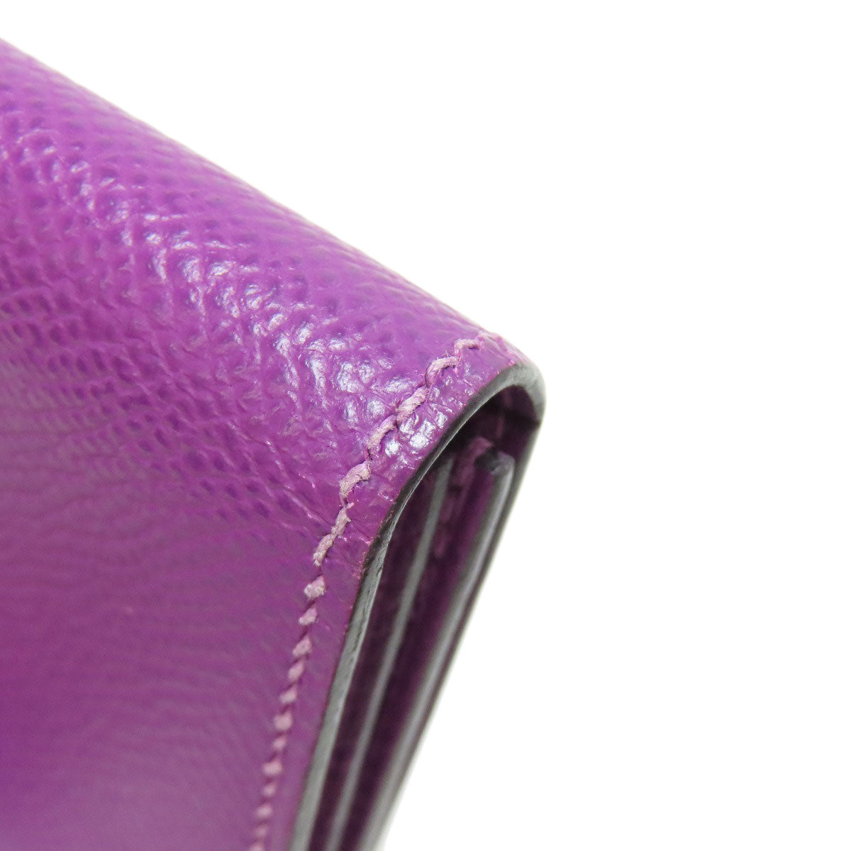 HERMES Card Case Epsom purple Bearn Gold Metal