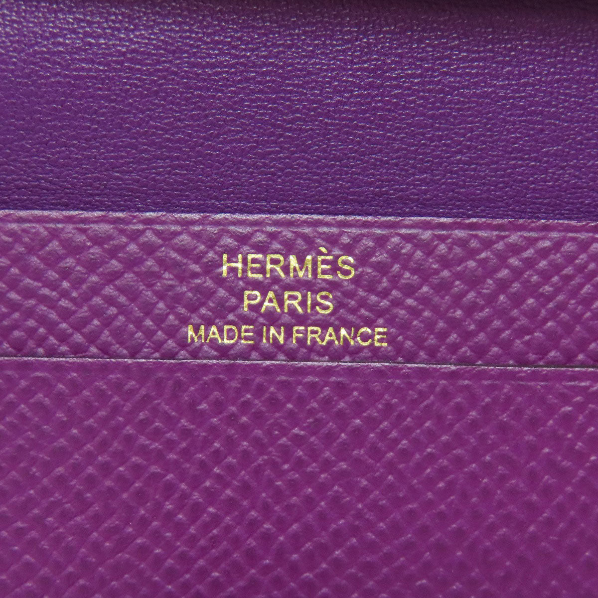 HERMES Card Case Epsom purple Bearn Gold Metal