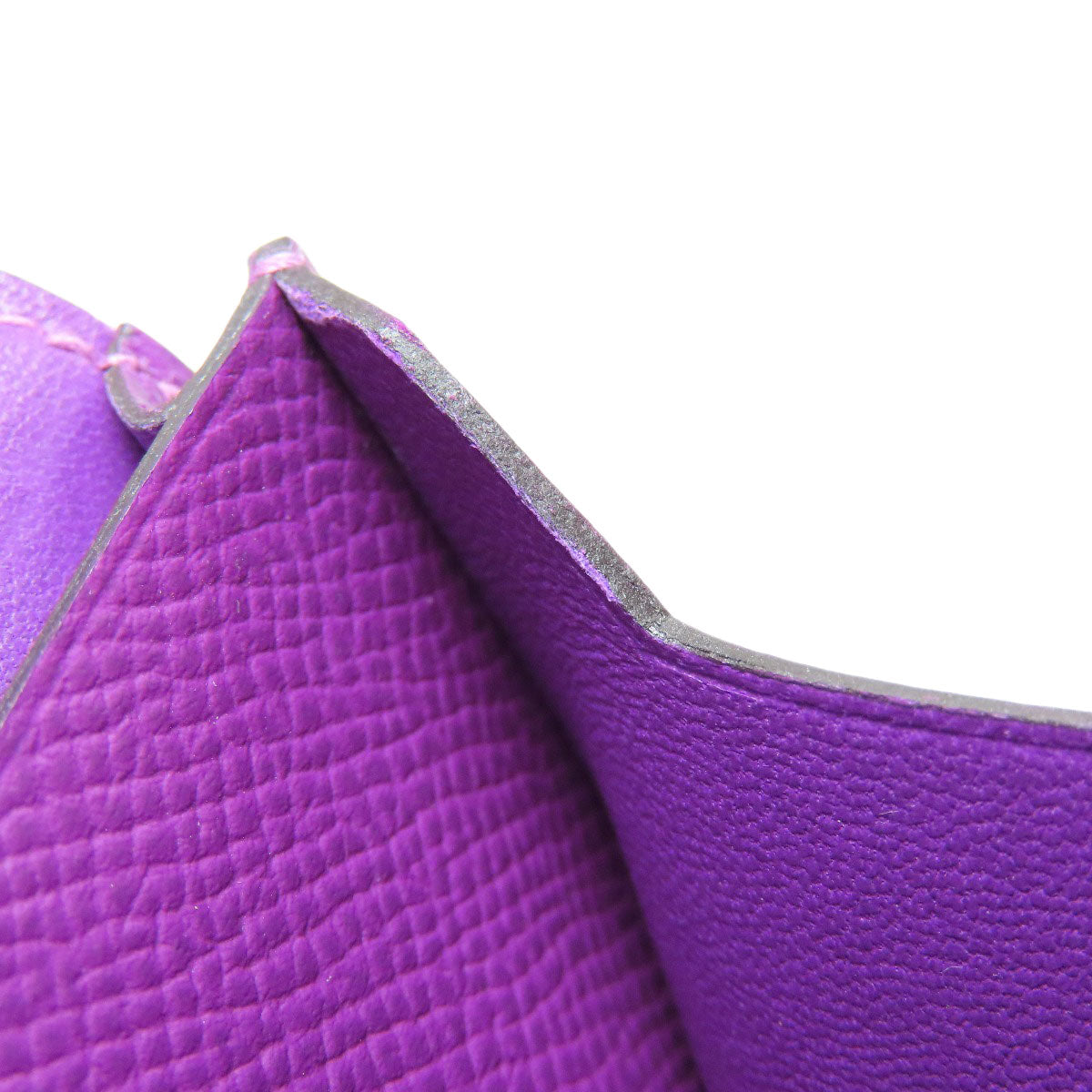 HERMES Card Case Epsom purple Bearn Gold Metal