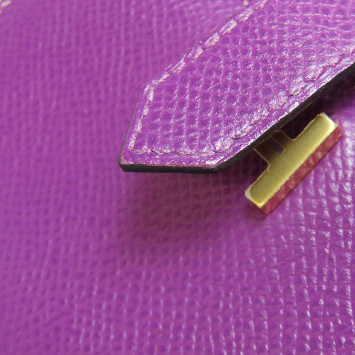 HERMES Card Case Epsom purple Bearn Gold Metal