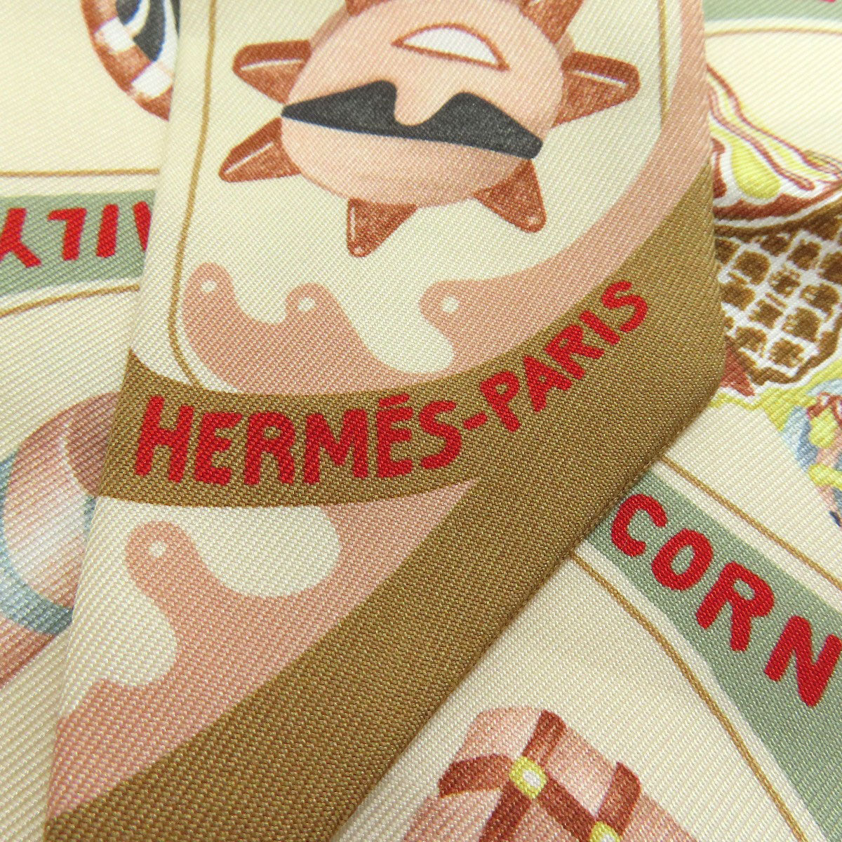 HERMES scarf silk Brown Twilly Women Used