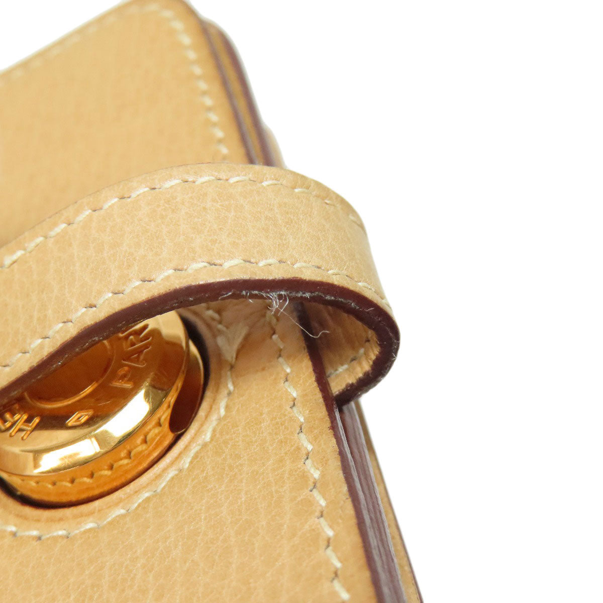 HERMES Coin case Taurillon Clemence beige Dogon Gold Metal