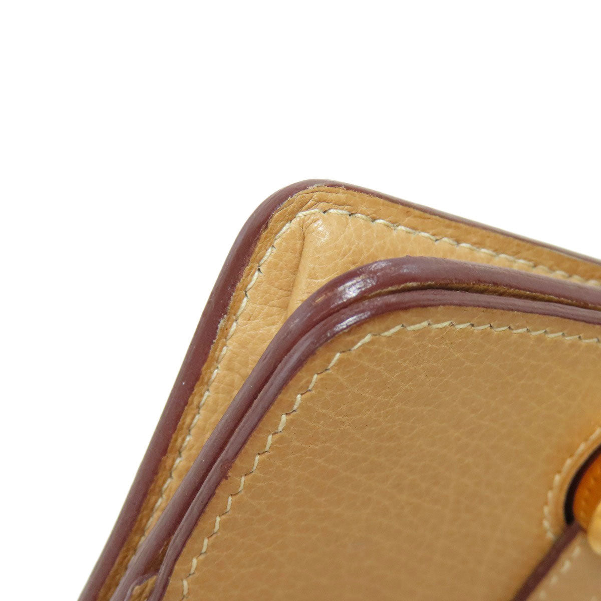 HERMES Coin case Taurillon Clemence beige Dogon Gold Metal