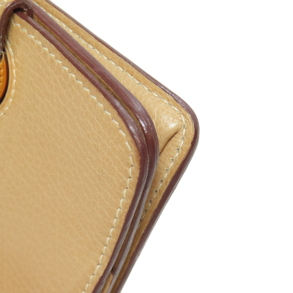 HERMES Coin case Taurillon Clemence beige Dogon Gold Metal
