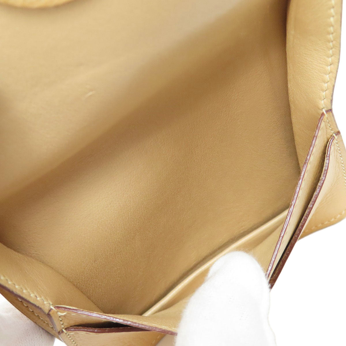 HERMES Coin case Taurillon Clemence beige Dogon Gold Metal