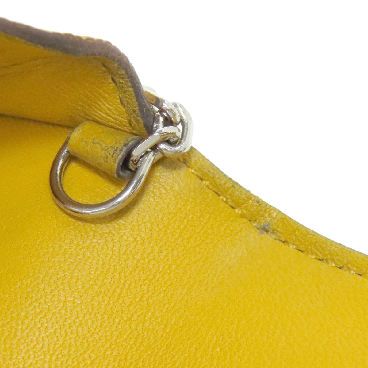 HERMES Coin case Shave yellow Dogon SilverMetal