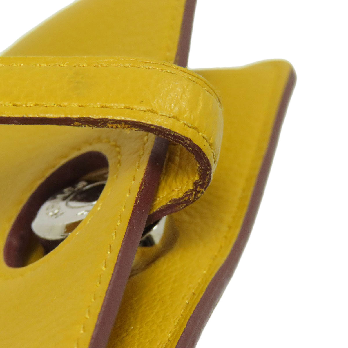 HERMES Coin case Shave yellow Dogon SilverMetal