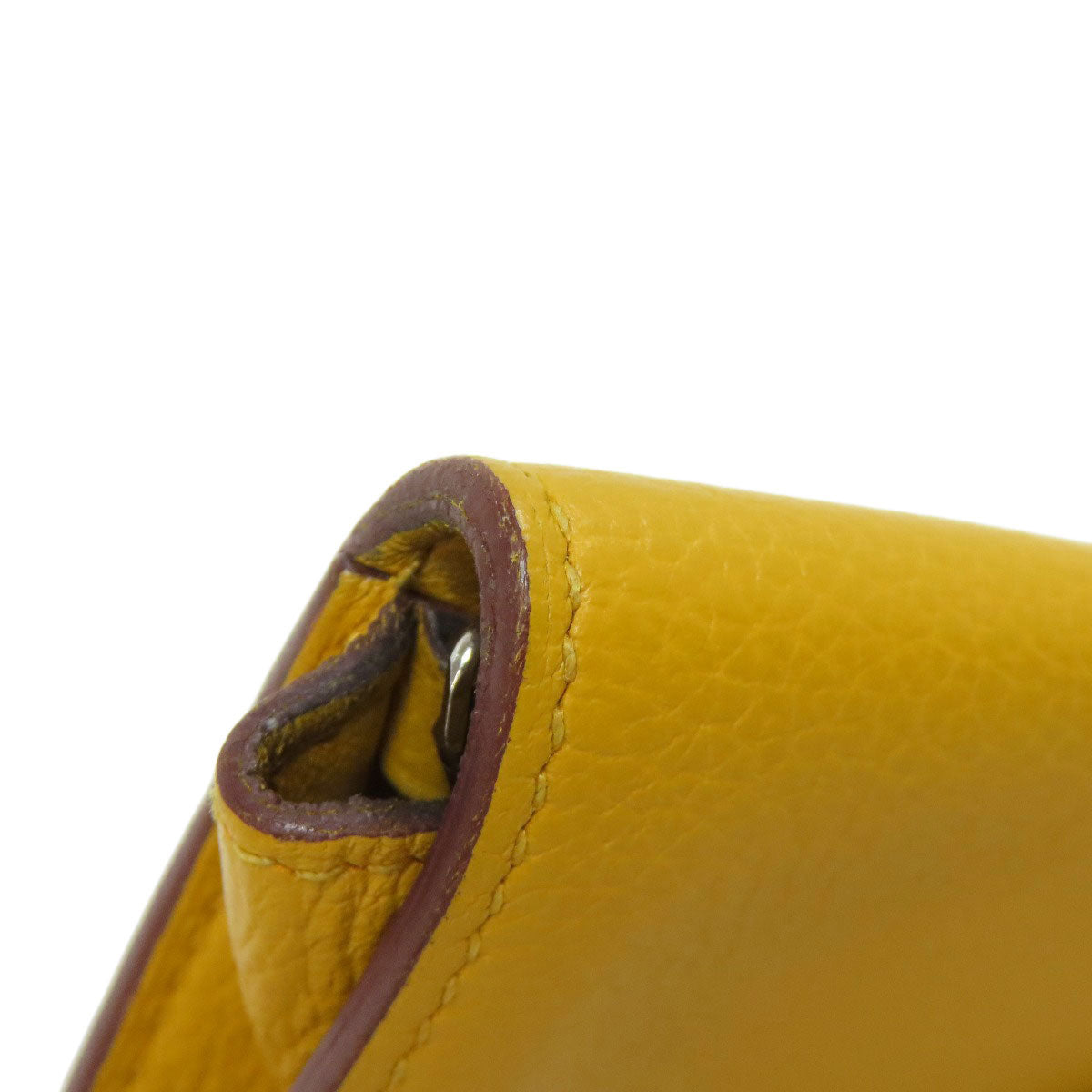HERMES Coin case Shave yellow Dogon SilverMetal