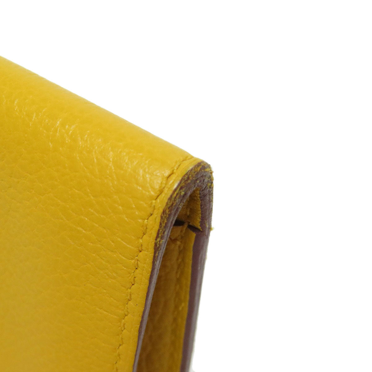 HERMES Coin case Shave yellow Dogon SilverMetal