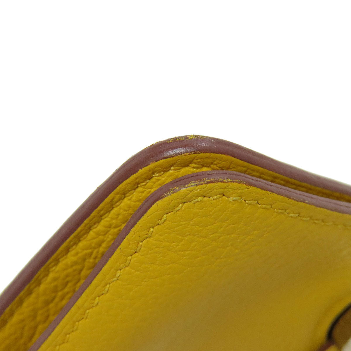 HERMES Coin case Shave yellow Dogon SilverMetal