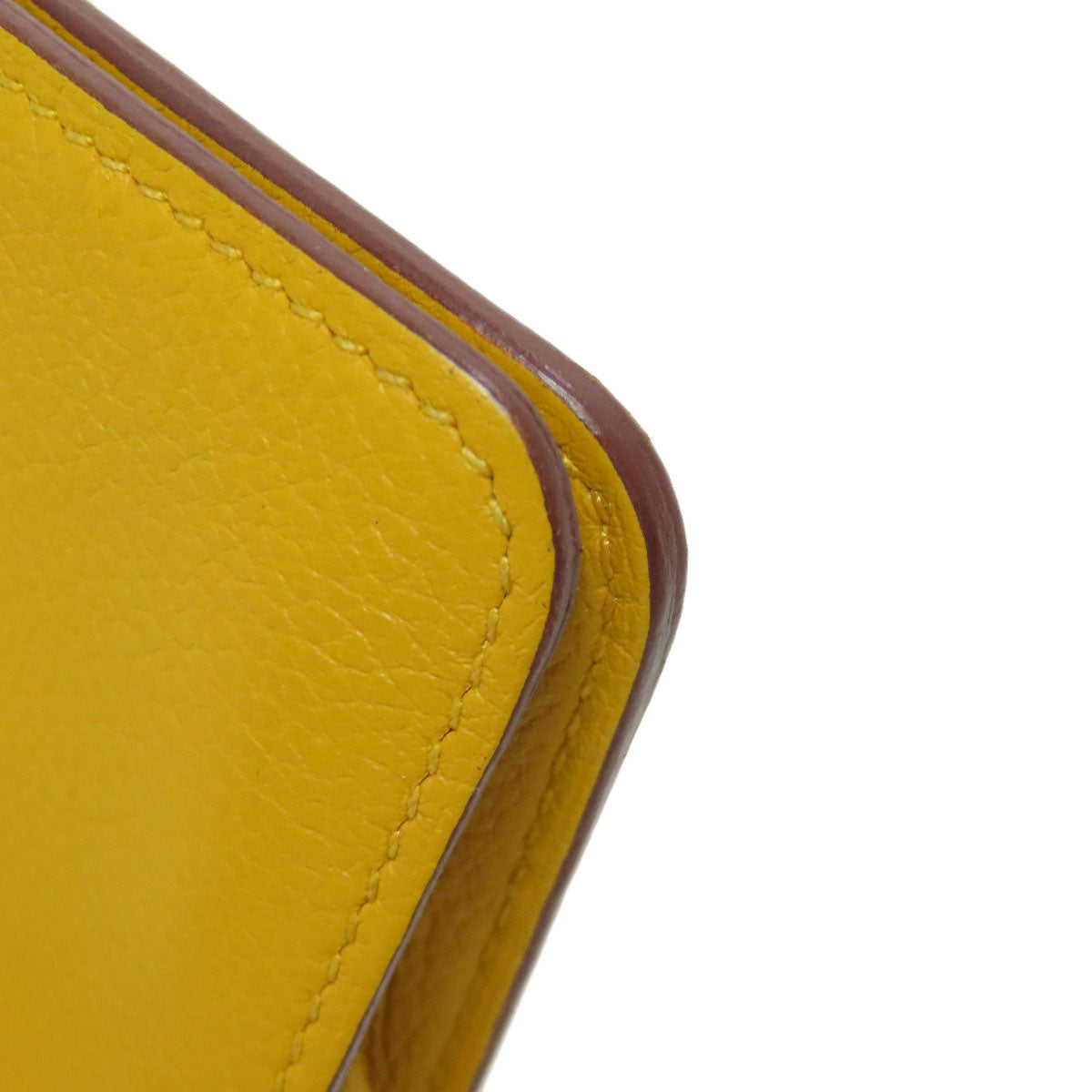 HERMES Coin case Shave yellow Dogon SilverMetal