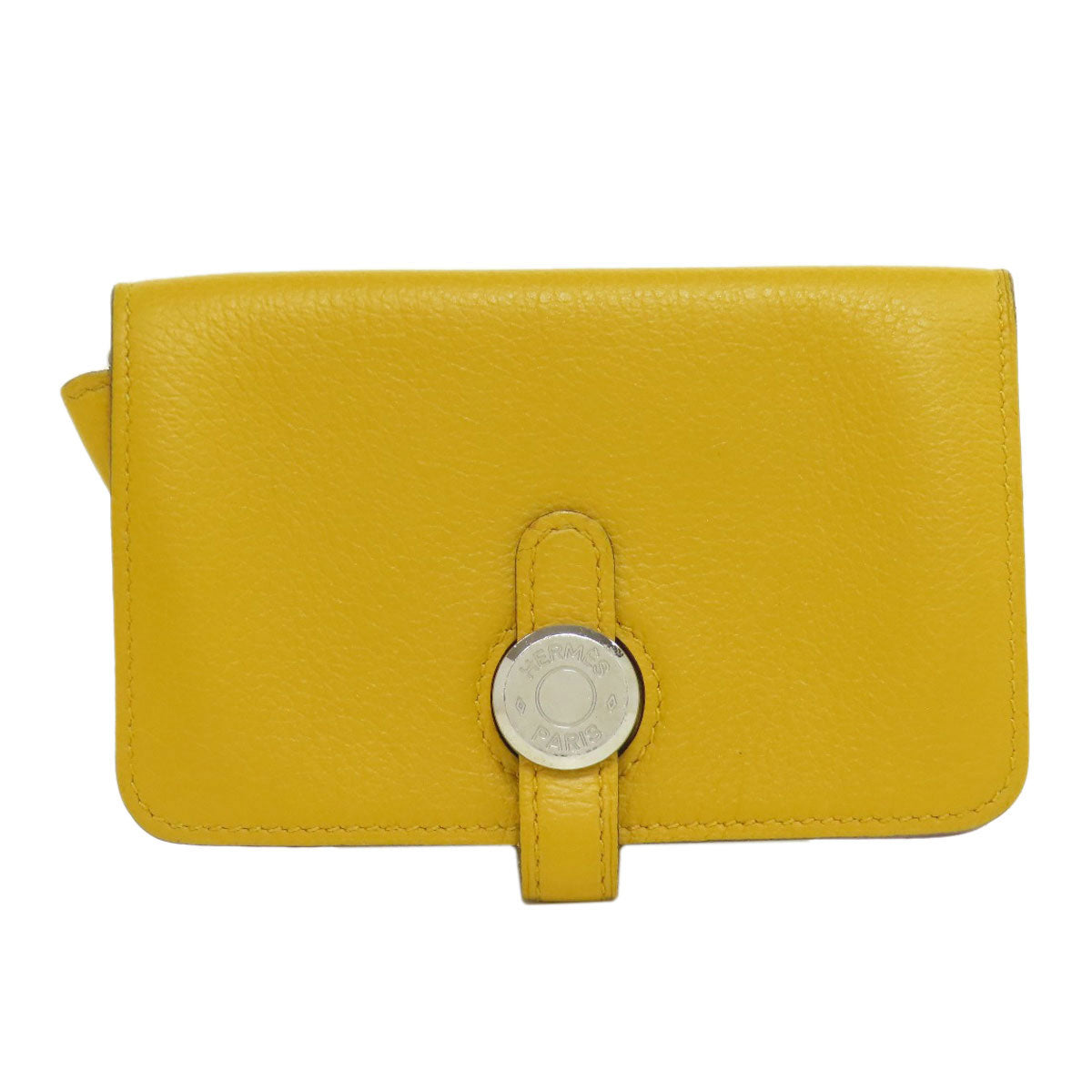 HERMES Coin case Shave yellow Dogon SilverMetal