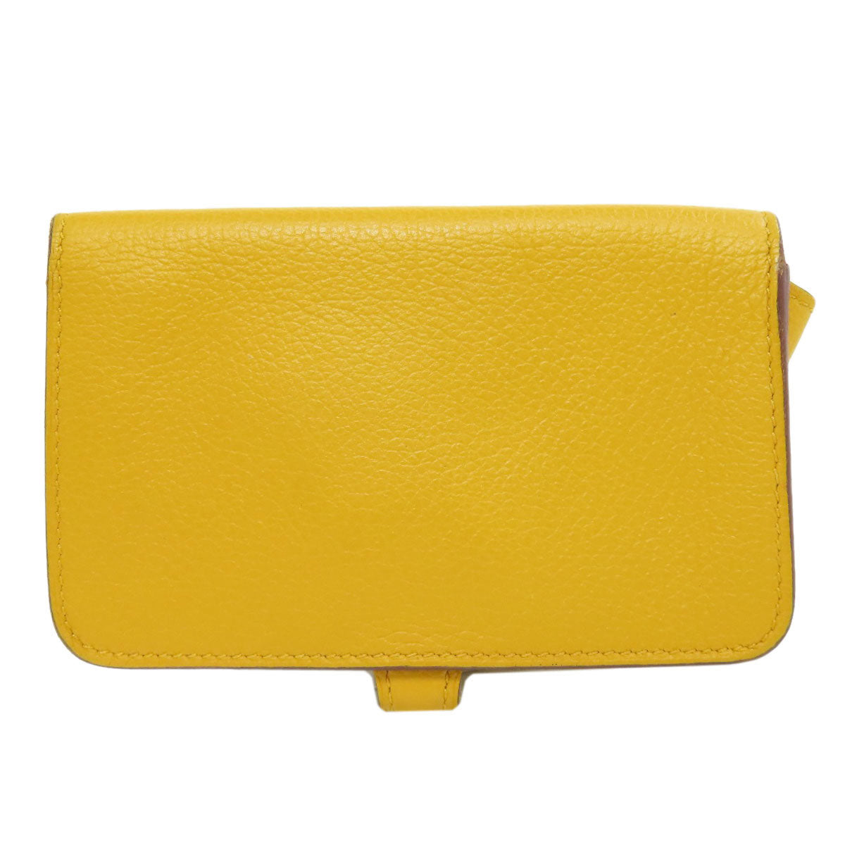 HERMES Coin case Shave yellow Dogon SilverMetal