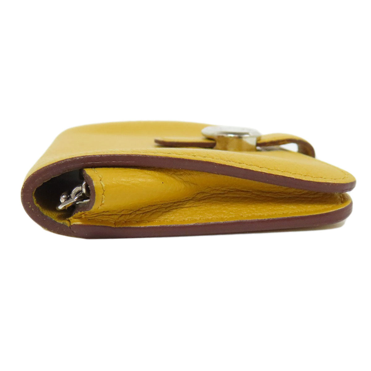 HERMES Coin case Shave yellow Dogon SilverMetal