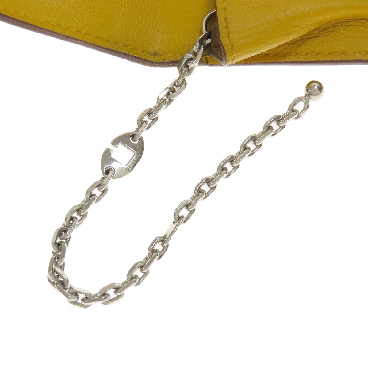 HERMES Coin case Shave yellow Dogon SilverMetal